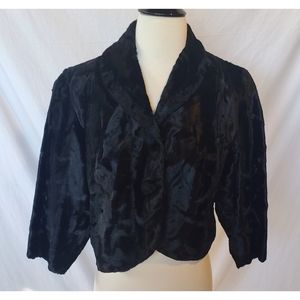 Vintage Black Cropped Faux Fur Jacket